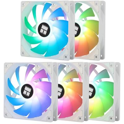 Thermalright Ventola per CPU bianca, ventola per PC a velocità 1550 giri/min, raffreddamento per computer da 120 mm, ventola di controllo PWM per raffreddamento a liquido e CPU(5 pezzi) Thermalright Ventola per CPU bianca, ventola per PC a velocità 1550 giri/min, raffreddamento per computer da 120 mm, ventola di controllo PWM per raffreddamento a liquido e CPU(5 pezzi)