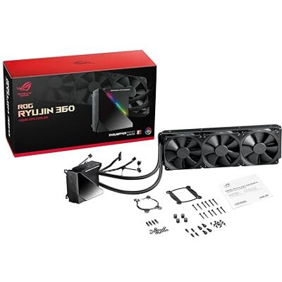 Asus ROG RYUJIN 360 Sistema di Raffreddamento per CPU All-In-One Liquid, Display OLED, Aura Sync RGB, Noctua Ippc 2000 Pwm, 3 Ventole di Raffreddamento da 120 mm, Nero Asus ROG RYUJIN 360 Sistema di Raffreddamento per CPU All-In-One Liquid, Display OLED, Aura Sync RGB, Noctua Ippc 2000 Pwm, 3 Ventole di Raffreddamento da 120 mm, Nero