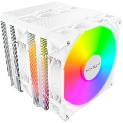 Montech NX600 ARGB Dual-Tower CPU Air Cooler con 6 tubi di calore e copertura superiore premium Ventola Premium E28 ARGB da 28 mm Base in rame saldato Dissipazione del calore superiore Montech NX600 ARGB Dual-Tower CPU Air Cooler con 6 tubi di calore e copertura superiore premium Ventola Premium E28 ARGB da 28 mm Base in rame saldato Dissipazione del calore superiore