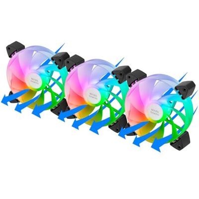 Mars Gaming MARSGAMING MF-3AR, Kit 3x Ventole 120mm FDB, Pale Invertite, Illuminazione ARGB 360° Senza Telaio, Illuminazione Anello Completa, Ventole PC con Compatibilità Totale ARGB, Doppio Connettore, Nero Mars Gaming MARSGAMING MF-3AR, Kit 3x Ventole 120mm FDB, Pale Invertite, Illuminazione ARGB 360° Senza Telaio, Illuminazione Anello Completa, Ventole PC con Compatibilità Totale ARGB, Doppio Connettore, Nero
