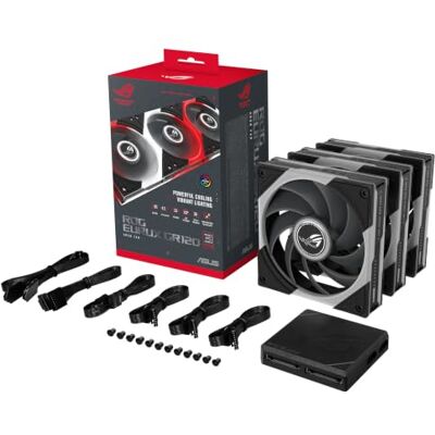 Asus ROG EURUX GR120 FAN ARGB BLK 3IN1, Ventole da 120 mm Nere, 3 Pezzi Spessore Telaio 30 mm, Connettori Daisy-Chain per Collegare più Ventole, 36 LED ARGB, 33 dB di Rumore Massimo Asus ROG EURUX GR120 FAN ARGB BLK 3IN1, Ventole da 120 mm Nere, 3 Pezzi Spessore Telaio 30 mm, Connettori Daisy-Chain per Collegare più Ventole, 36 LED ARGB, 33 dB di Rumore Massimo