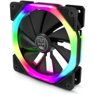 Xtreme SFAN -NX SFAN Ventola PC 120 mm, doppio anello LED ARGB arcobaleno, cuscinetti in gomma antivibranti, grande flusso d'aria, 3 pin, nero Xtreme SFAN -NX SFAN Ventola PC 120 mm, doppio anello LED ARGB arcobaleno, cuscinetti in gomma antivibranti, grande flusso d'aria, 3 pin, nero