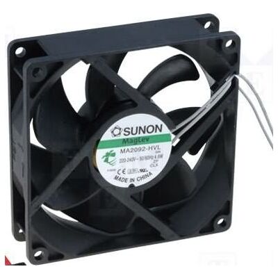 SUNON Ventola MA2092HVL da 92 x 92 x 25 mm, tipo AC, da 230 V, 2900 giri/min e 32 dBA, a 2 cavi, con cuscinetto Vapo SUNON Ventola MA2092HVL da 92 x 92 x 25 mm, tipo AC, da 230 V, 2900 giri/min e 32 dBA, a 2 cavi, con cuscinetto Vapo