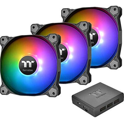 Thermaltake Pure Plus RGB 12 TT Premium Edition 3Pack / Ventola per PC con 12 LED RGB, Nero Thermaltake Pure Plus RGB 12 TT Premium Edition 3Pack / Ventola per PC con 12 LED RGB, Nero