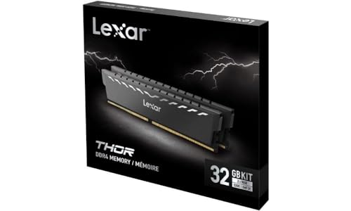 Lexar Kit Barrettes mémoire 32Go (2x16Go) DIMM DDR4  Thor RGB PC4-25600 (3200 Mhz) (Nero)