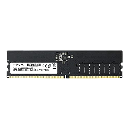PNY PERFORMANCE DDR5 16GB 4800 MHz DIMM Modulo RAM per computer desktop CL40 1.1V, Nero