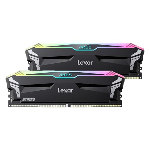 Lexar ARES RGB RAM DDR5 32GB Kit (16GB x 2) 6000 MHz, CL30-36-36-68 DRAM UDIMM a 288-Pin Memoria Desktop, Memoria per Computer da gioco per PC Supporta XMP 3.0/AMD EXPO, 1.35V (LD5BU016G-R6000GDLA)