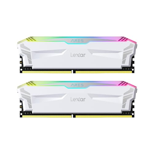 Lexar ARES RGB RAM DDR4 32GB Kit (2 x 16GB) 4000MHz, DRAM 288 pin U-DIMM PC Memoria, Memoria di Gioco Desktop ad alte prestazioni Supporta XMP 2.0, CL18-22-22-42, 1.4V, Bianco (LD4EU016G-R4000GDWA)
