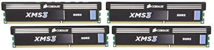 Corsair CMX16GX3M4A1333C9 XMS3 Kit di Memoria da 16 GB (4x4 GB), DDR3, 1333 MHz, CL9, Nero