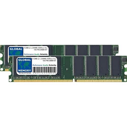 GLOBAL MEMORY 512MB (2 x 256MB) DDR 266/333/400MHz 184-PIN DIMM Memoria RAM Kit per PC Desktop/SCHEDE Madre
