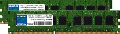 GLOBAL MEMORY 8GB (2 x 4GB) DDR3 800/1066/1333/1600/1866MHz 240-PIN ECC DIMM (UDIMM) Memoria RAM Kit per Servers/WORKSTATIONS/SCHEDE Madre