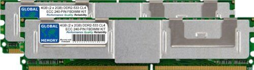 GLOBAL MEMORY 4GB (2 x 2GB) DDR2 533MHz PC2-4200 240-PIN ECC FULLY BUFFERED DIMM (FBDIMM) MEMORIA RAM KIT PER SERVERS/WORKSTATIONS/SCHEDE MADRE (4 RANK KIT)