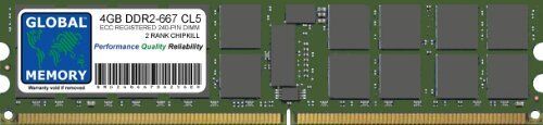 GLOBAL MEMORY 4GB DDR2 667MHz PC2-5300 240-PIN ECC Registered DIMM (RDIMM) Memoria RAM per Servers/WORKSTATIONS/SCHEDE Madre (2 Rank CHIPKILL)