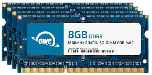 OWC 32 GB (4 x 8 GB) DDR3 SO-DIMM da 1867 MHz PC3-14900 204 Pin CL11 Aggiornamento Memoria, (1867DDR3S32S)