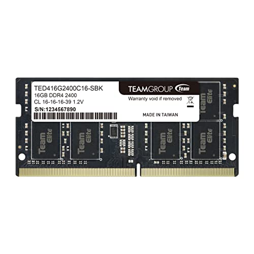 TEAMGROUP Team Group TED416G2400C16-S01 Memoria RAM da 16 GB, DDR4, 2400 MHz, CL16, Nero