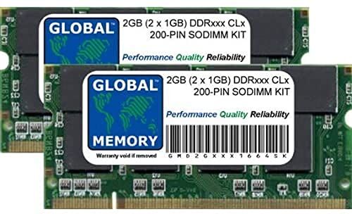 GLOBAL MEMORY 2GB (2 x 1GB) DDR 266/333MHz 200-PIN SODIMM MEMORIA RAM KIT PER ALLUMINIO POWERBOOK G4