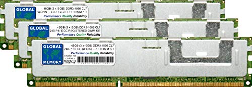 GLOBAL MEMORY 48GB (3 x 16GB) DDR3 1066MHz PC3-8500 240-PIN ECC Registered DIMM (RDIMM) Memoria RAM Kit per Apple Mac PRO (Inizio 2009 metà 2010 metà 2012)