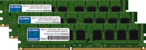 GLOBAL MEMORY 3GB (3 x 1GB) DDR3 1066MHz PC3-8500 240-PIN ECC DIMM (UDIMM) Memoria RAM Kit per Apple XSERVE (DDR3 ECC Versione)