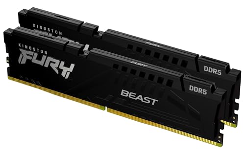 Kingston FURY Beast Nero DDR5 16GB 5600MT/s DDR5 CL36 DIMM Memoria Gaming per Computer Fissi Kit da 2 KF556C36BBEK2-32