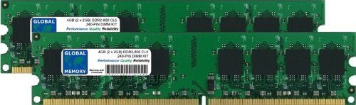 GLOBAL MEMORY 4GB (2 x 2GB) DDR2 800MHz PC2-6400 240-PIN DIMM Memoria RAM Kit per PC Desktop/SCHEDE Madre