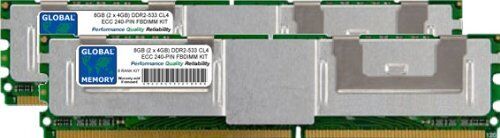 GLOBAL MEMORY 8GB (2 x 4GB) DDR2 533MHz PC2-4200 240-PIN ECC FULLY BUFFERED DIMM (FBDIMM) MEMORIA RAM KIT PER SERVERS/WORKSTATIONS/SCHEDE MADRE (8 RANK KIT)