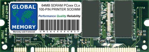 GLOBAL MEMORY 64MB 100-PIN SDRAM SODIMM Memoria RAM per STAMPANTI (P/N A0360950, C7846A, C3913A, Q1887A, C9680A, MD-64, 16H0058, ML-00MC/XAA)