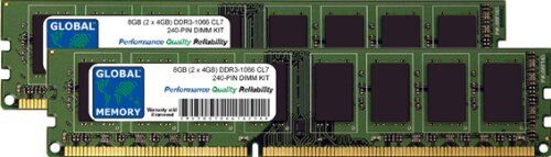 GLOBAL MEMORY 8GB (2 x 4GB) DDR3 1066MHz PC3-8500 240-PIN DIMM Memoria RAM Kit per PC Desktop/SCHEDE Madre