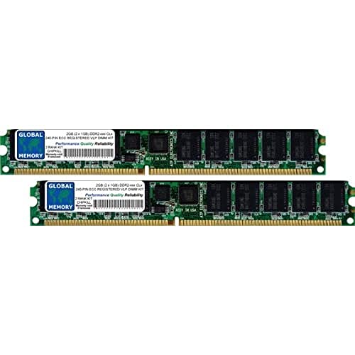 GLOBAL MEMORY 2GB (2 x 1GB) DDR2 400/533/667MHz 240-PIN ECC Registered VLP DIMM Memoria RAM Kit per Servers/WORKSTATIONS/SCHEDE Madre (4 Rank Kit)