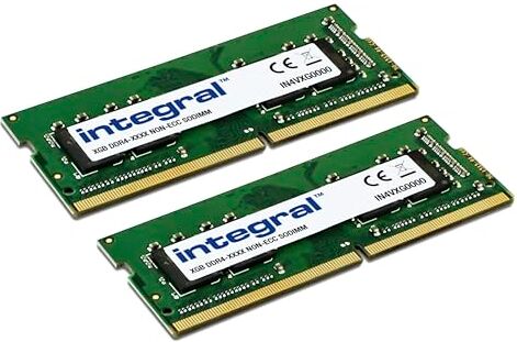 Integral Kit da 16 GB (2 x 8 GB) di memoria RAM DDR4 da 3200 MHz (o 2933 MHz, 2666 MHz e 2400 MHz) SODIMM per laptop/notebook PC4-21333. La confezione può variare