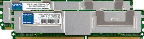 GLOBAL MEMORY 8GB (2 x 4GB) DDR2 800MHz PC2-6400 240-PIN ECC FULLY BUFFERED DIMM (FBDIMM) MEMORIA RAM KIT PER SERVERS/WORKSTATIONS/SCHEDE MADRE (8 RANK KIT)