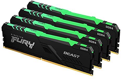 Kingston FURY Beast RGB 32GB (4x8GB) 3000MHz DDR4 CL15 Memoria Gaming Kit per Computer Fissi Kit da 4 KF430C15BBAK4/32