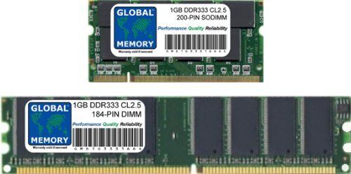 GLOBAL MEMORY 2GB (2 x 1GB) DDR 333MHz PC2700 200-PIN SODIMM & 184-PIN DIMM MEMORIA RAM KIT PER IMAC G4 FLAT PANEL 17 POLLICI 1GHz & USB2.0