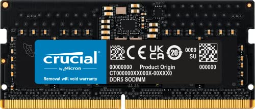 Crucial RAM 8GB DDR5 4800MHz CL40 Memoria per computer Portatili CT8G48C40S5