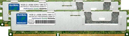 GLOBAL MEMORY 16GB (2 x 8GB) DDR3 1066MHz PC3-8500 240-PIN ECC REGISTERED DIMM (RDIMM) MEMORIA RAM KIT PER SERVERS/WORKSTATIONS/SCHEDE MADRE (8 RANK KIT NON-CHIPKILL)
