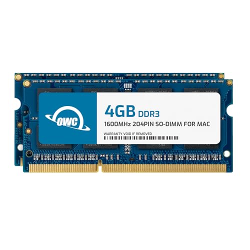 OWC 8 GB (2x4 GB) PC3-12800 DDR3L 1600 MHz SO-DIMM 204 Pin CL11 Kit di aggiornamento della Memoria per iMac, Mac Mini e MacBook PRO, (1600DDR3S08S)