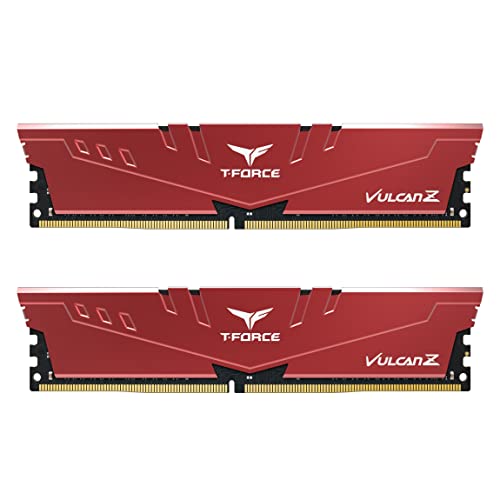 TEAMGROUP TEAM GROUP T-Force Vulcan Z DDR4 16GB Kit (2x8GB) 3200MHz (PC4-25600) CL18 Modulo di memoria desktop Ram (rosso) – TLZRD416G3200HC16FDC01