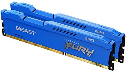 Kingston FURY Beast Blu 16GB (2x8GB) 1600MHz DDR3 CL10 Memoria Gaming Kit per Computer Fissi Kit da 2 KF316C10BK2/16