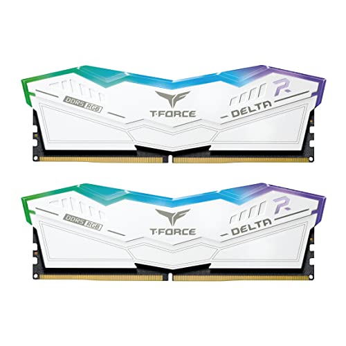 TEAMGROUP T-Force Delta RGB DDR5 32GB Kit (2x16GB) 5600MHz (PC5-44800) CL32 Desktop Memory Module RAM (Bianco) per Z690 FF4D532G5600HC32DC01