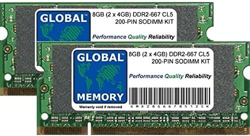 GLOBAL MEMORY 8GB (2 x 4GB) DDR2 667MHz PC2-5300 200-PIN SODIMM Memoria RAM Kit per PC Portatili