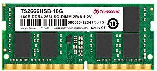 Transcend TS2666HSB-16G, Modulo di Memoria 16GB DDR4 2666 Mhz SO-DIMM 2Rx8