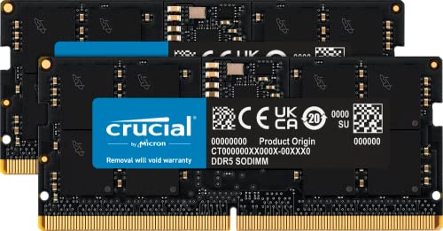 Crucial RAM 16GB Kit (2x8GB) DDR5 4800MHz CL40 Memoria per computer Portatili CT2K8G48C40S5