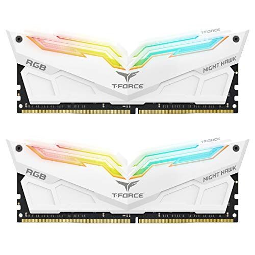 Team GROUP  T-Force Night Hawk RGB DDR4 Memoria da gioco, 2 x 8 GB, 3600 MHz, 288 pin DIMM, bianco