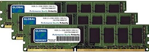 GLOBAL MEMORY 6GB (3 x 2GB) DDR3 1066MHz PC3-8500 240-PIN DIMM Memoria RAM Kit per PC Desktop/SCHEDE Madre