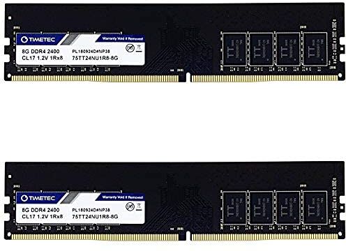 Timetec 16GB KIT (2x8GB) DDR4 2400MHz PC4-19200 Non ECC Unbuffered 1.2V CL17 1Rx8 Single Rank 288 Pin UDIMM Memoria Desktop Modulo RAM Aggiornamento