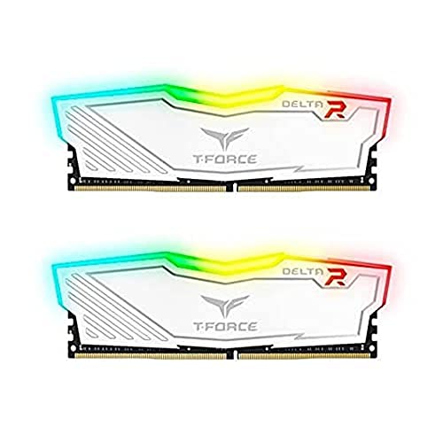 TEAMGROUP Team T-Force Delta RGB DDR4 Gaming Memory, 2 x 8 GB, 3200 Mhz, 288 Pin DIMM, bianco
