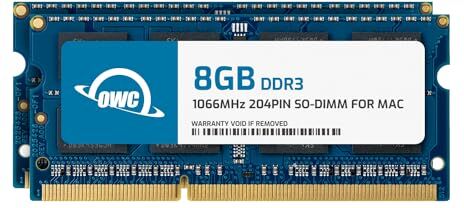 OWC Modulo di Memoria SO-DIMM da 16 GB (2 x 8 GB) PC8500 DDR3 Non ECC 1066 MHz 204 Pin (8566DDR3S16P), per MacBook PRO 2010, MacBook, Mac Mini e iMac 2009