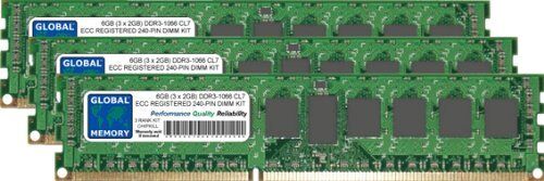 GLOBAL MEMORY 6GB (3 x 2GB) DDR3 1066MHz PC3-8500 240-PIN ECC REGISTERED DIMM (RDIMM) MEMORIA RAM KIT PER SERVERS/WORKSTATIONS/SCHEDE MADRE (3 RANK KIT CHIPKILL)