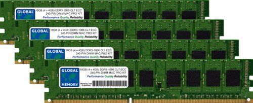 GLOBAL MEMORY 16GB (4 x 4GB) DDR3 1066MHz PC3-8500 240-PIN ECC DIMM (UDIMM) Memoria RAM Kit per Apple Mac PRO (Inizio 2009 metà 2010 metà 2012)