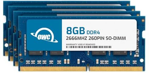 OWC 32 GB (4 x 8 GB) 2.666 MHz DDR4 PC4-21300 SO-DIMM Aggiornamento memoria a 260 pin, (2666DDR4S32S), per iMac 27 pollici 2019-2020 (iMac19,1 iMac20,1 iMac20,2)