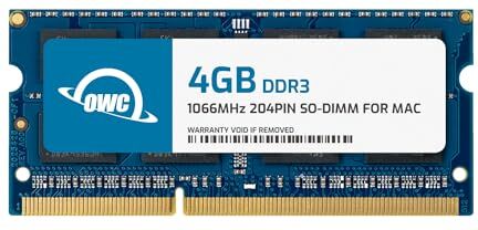 OWC Modulo di Memoria SO-DIMM da 204 GB PC8500 DDR3 Non ECC da 1066 MHz per MacBook PRO, MacBook, Mac Mini e iMac (8566DDR3S4GB)